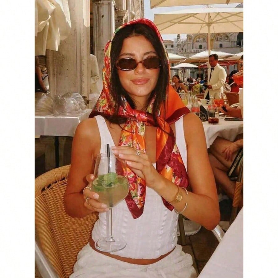 Women'S Bags New Look - 1pc Minimalist Printed Satin Square Scarf,