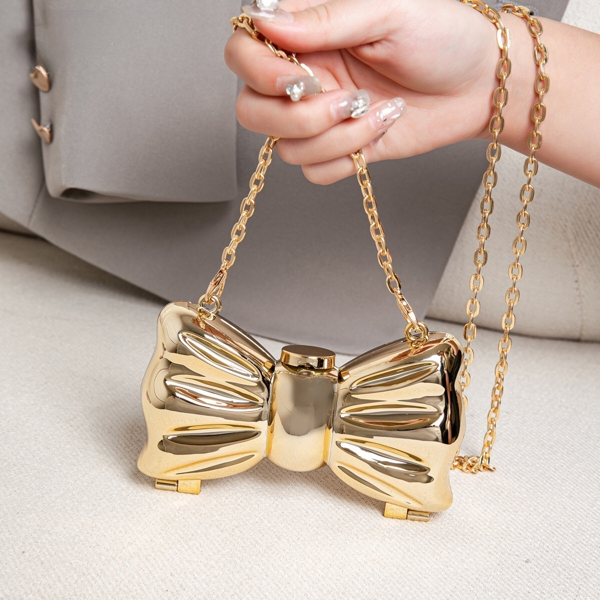 Women Bags Dkny - Luxury Fashion Metal Mini Handbag with