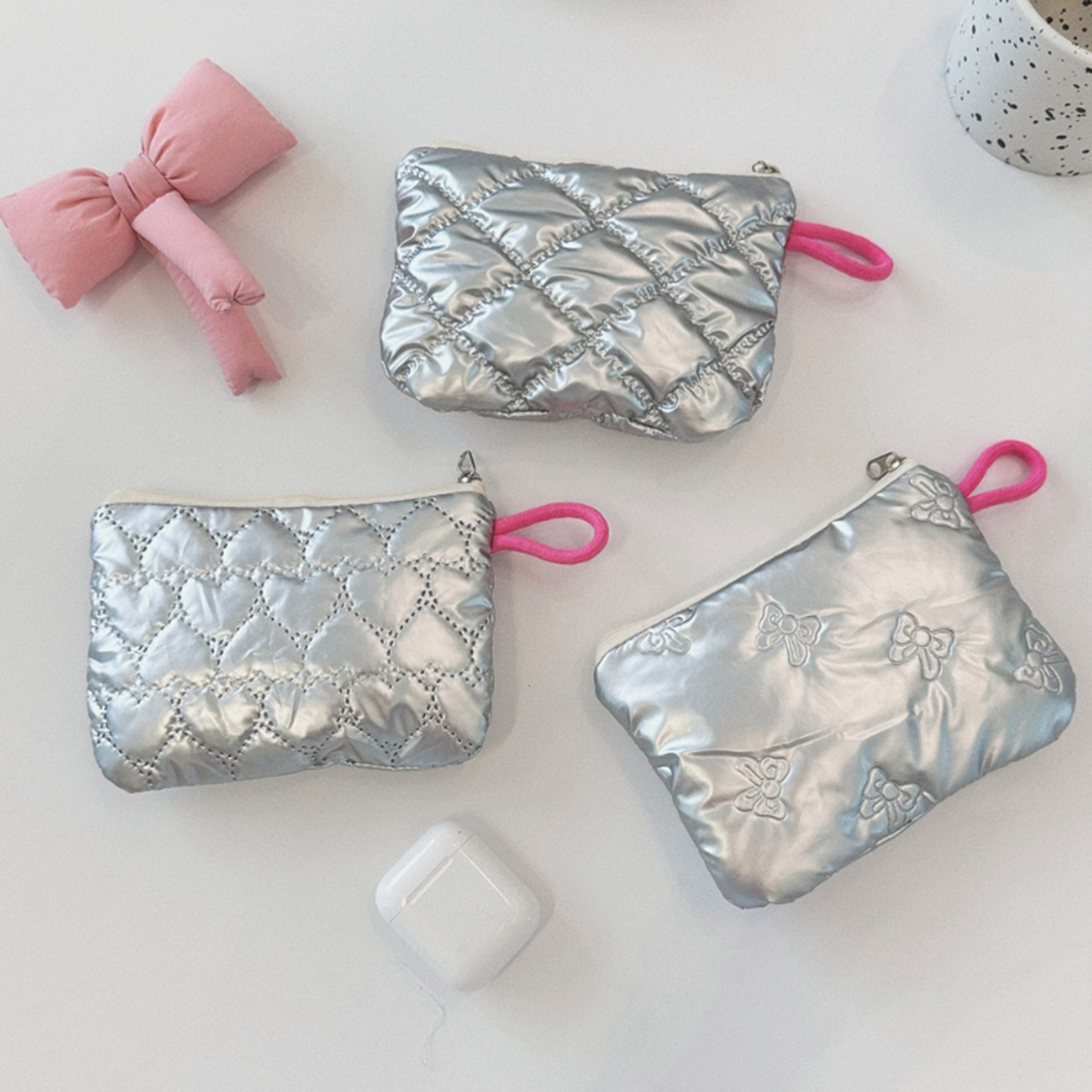 Bow Pattern Coin Purses Silver - مراجعة Women'S Bags At M&S وسعره