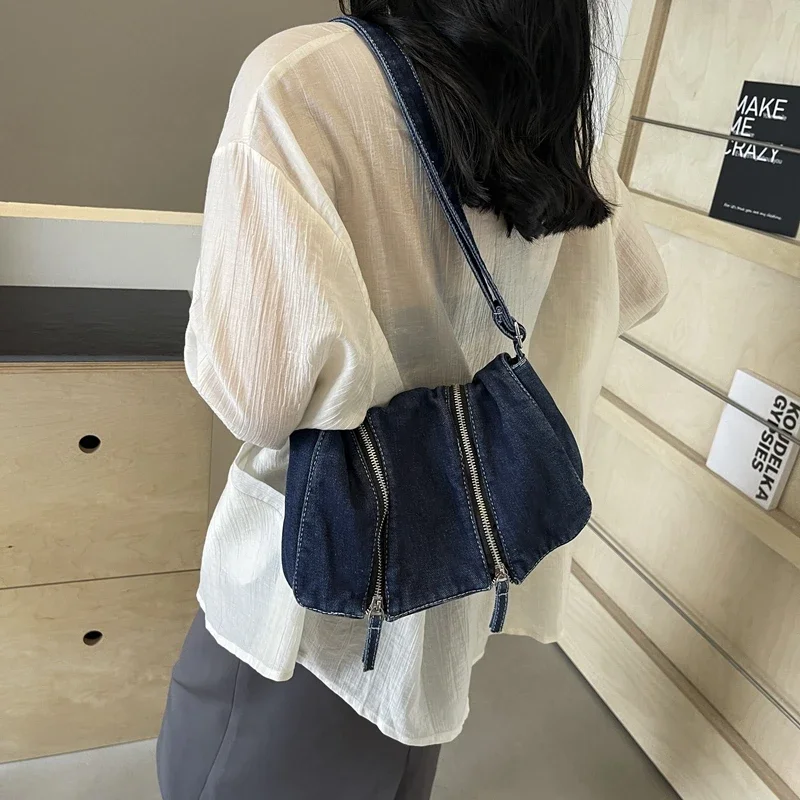 Solid Zipper Denim Versatile S - مراجعة Women'S Bags New Look وسعره