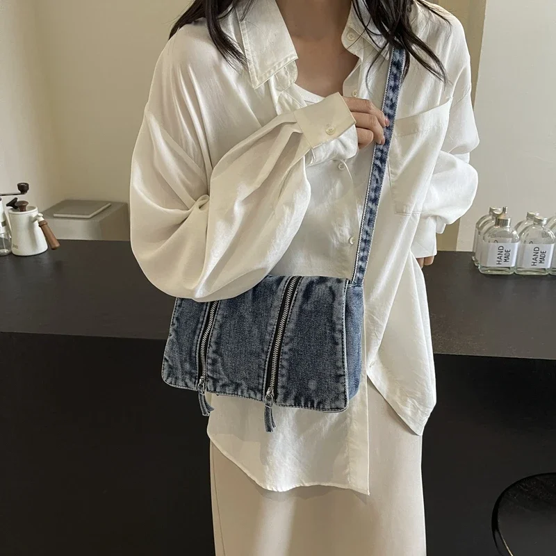 Solid Zipper Denim Versatile S - مراجعة Women'S Bags New Look وسعره