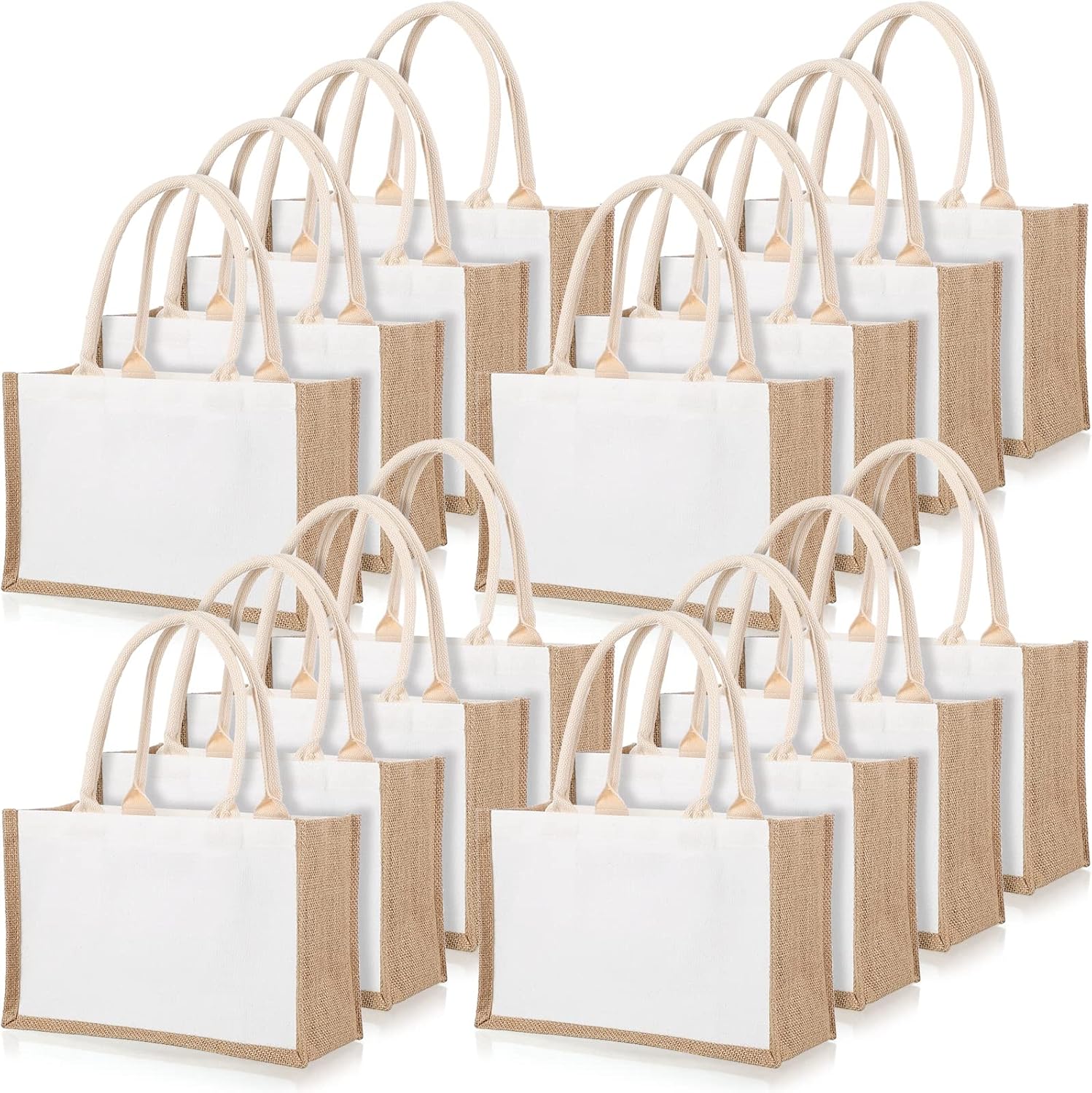 16 Pack Burlap Tote Bags Jute  - مراجعة Women Bags For Eid وسعره