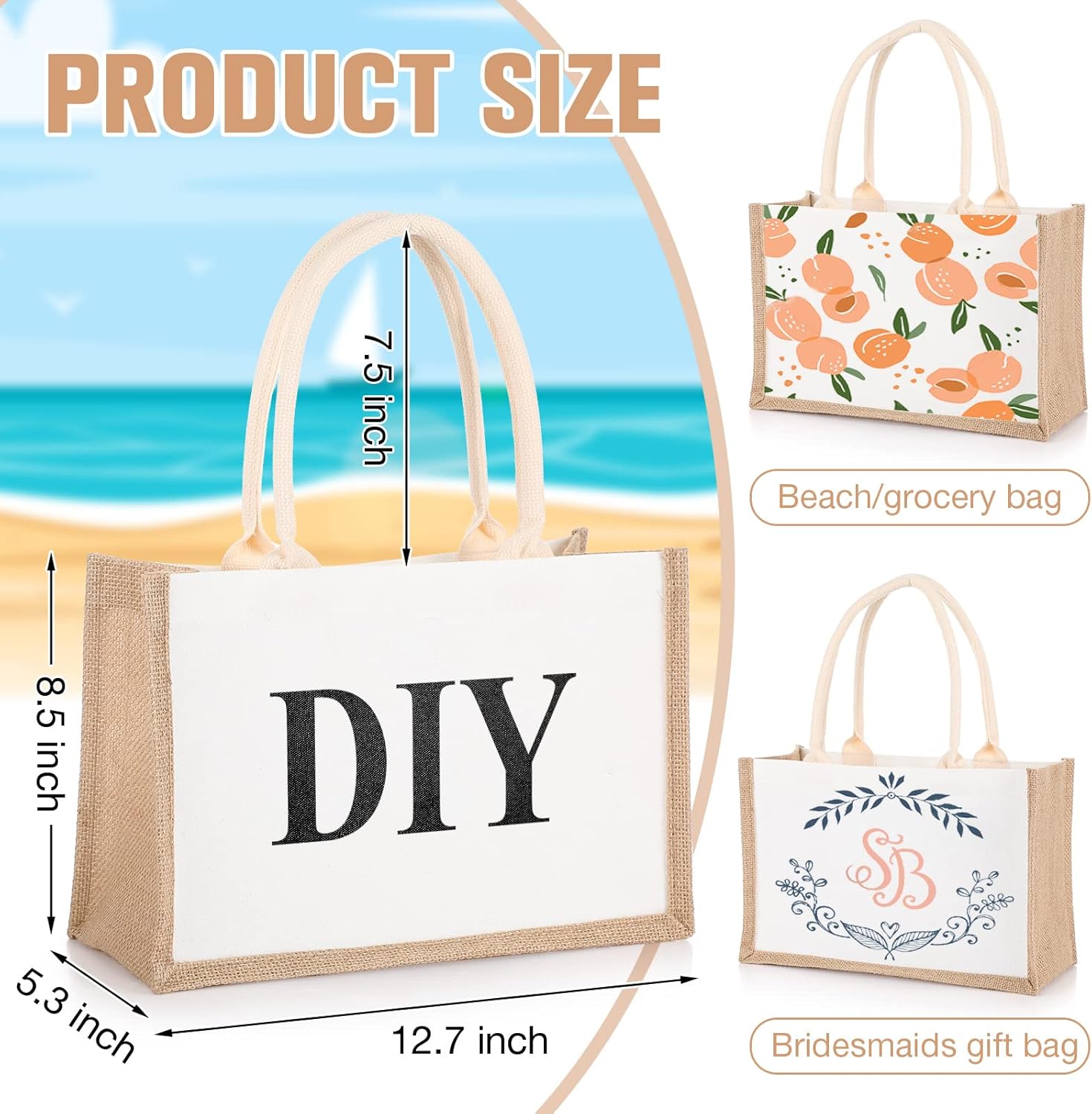 16 Pack Burlap Tote Bags Jute  - مراجعة Women Bags For Eid وسعره