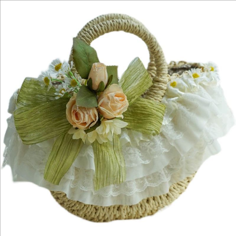 Country-style Lolita lace stra - مراجعة Woven Straw Bag وسعره