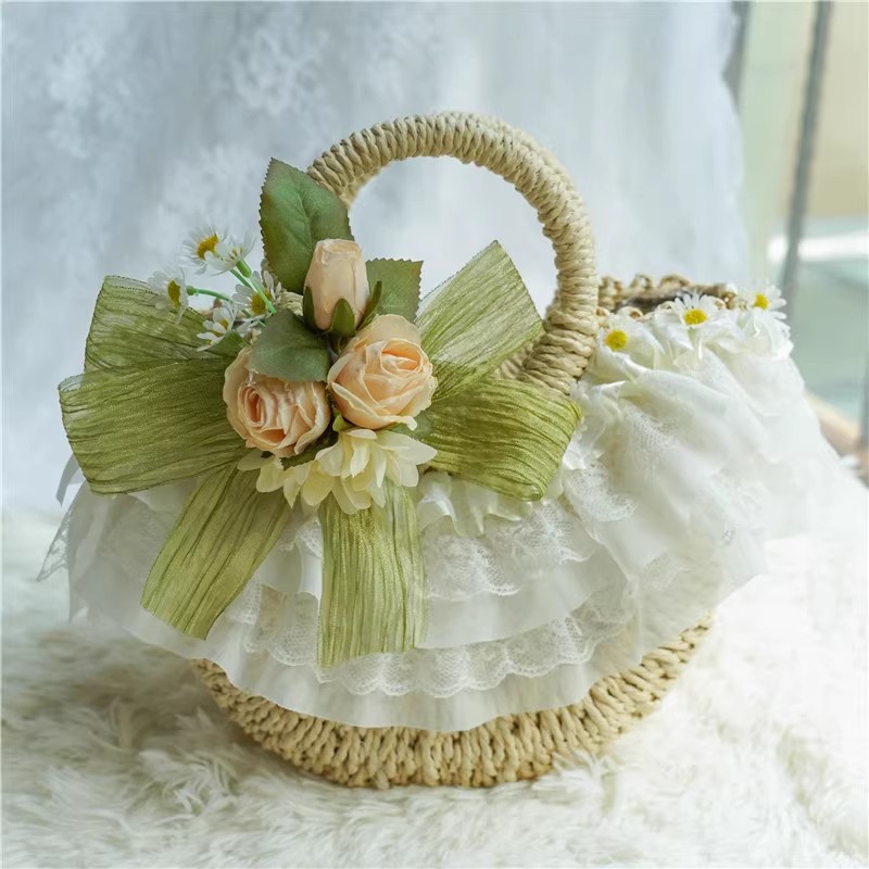 Country-style Lolita lace stra - مراجعة Woven Straw Bag وسعره