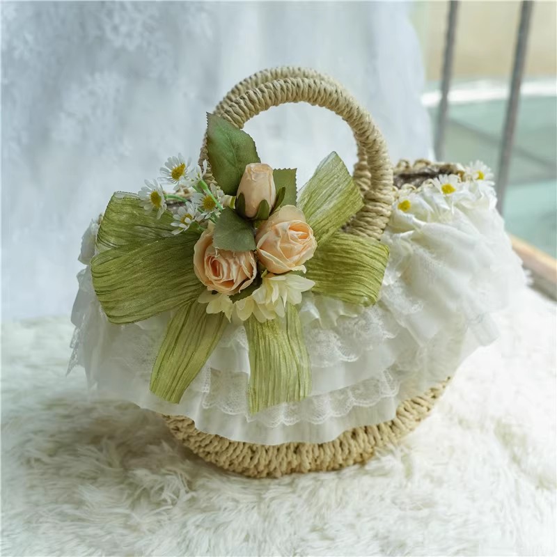 Country-style Lolita lace stra - مراجعة Woven Straw Bag وسعره