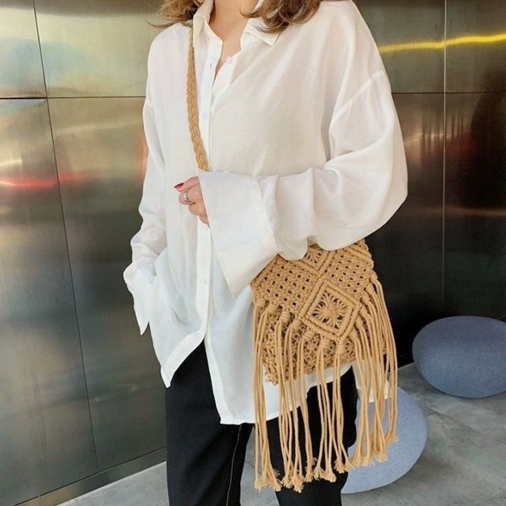 Ethnic Style Woven Straw Bag S - مراجعة Woven Straw Bag وسعره