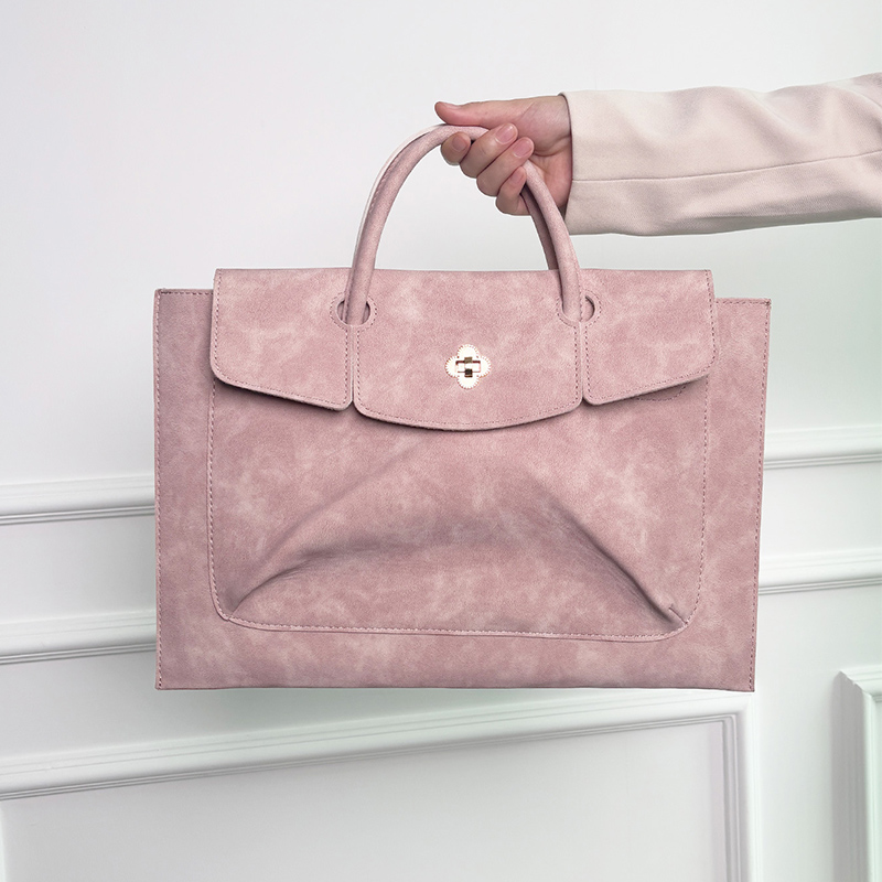 Elegant Pink PU Leather Laptop - مراجعة Women Hand Bags For Office وسعره