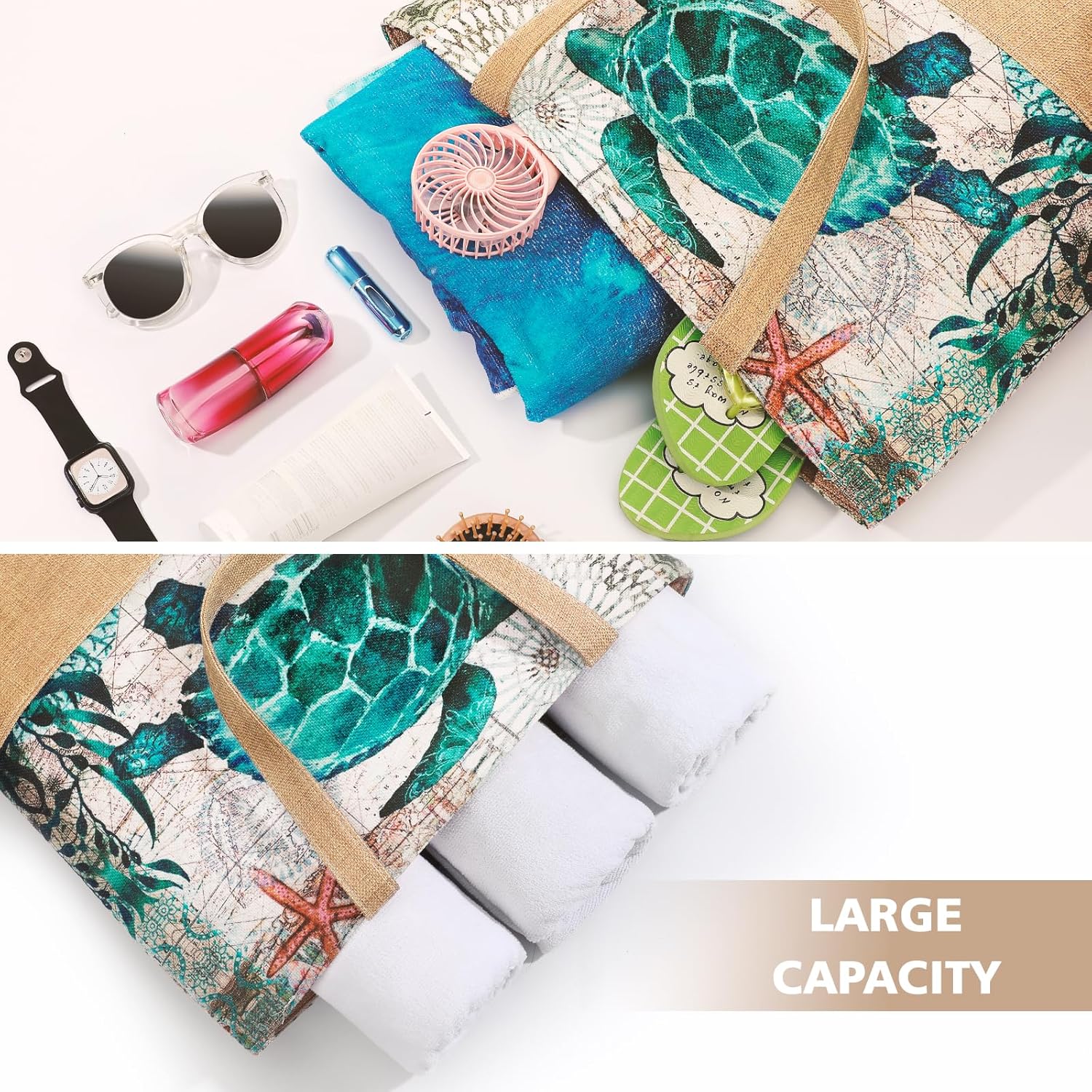 Large Beach Bag for Women with - مراجعة Woven Straw Bag وسعره
