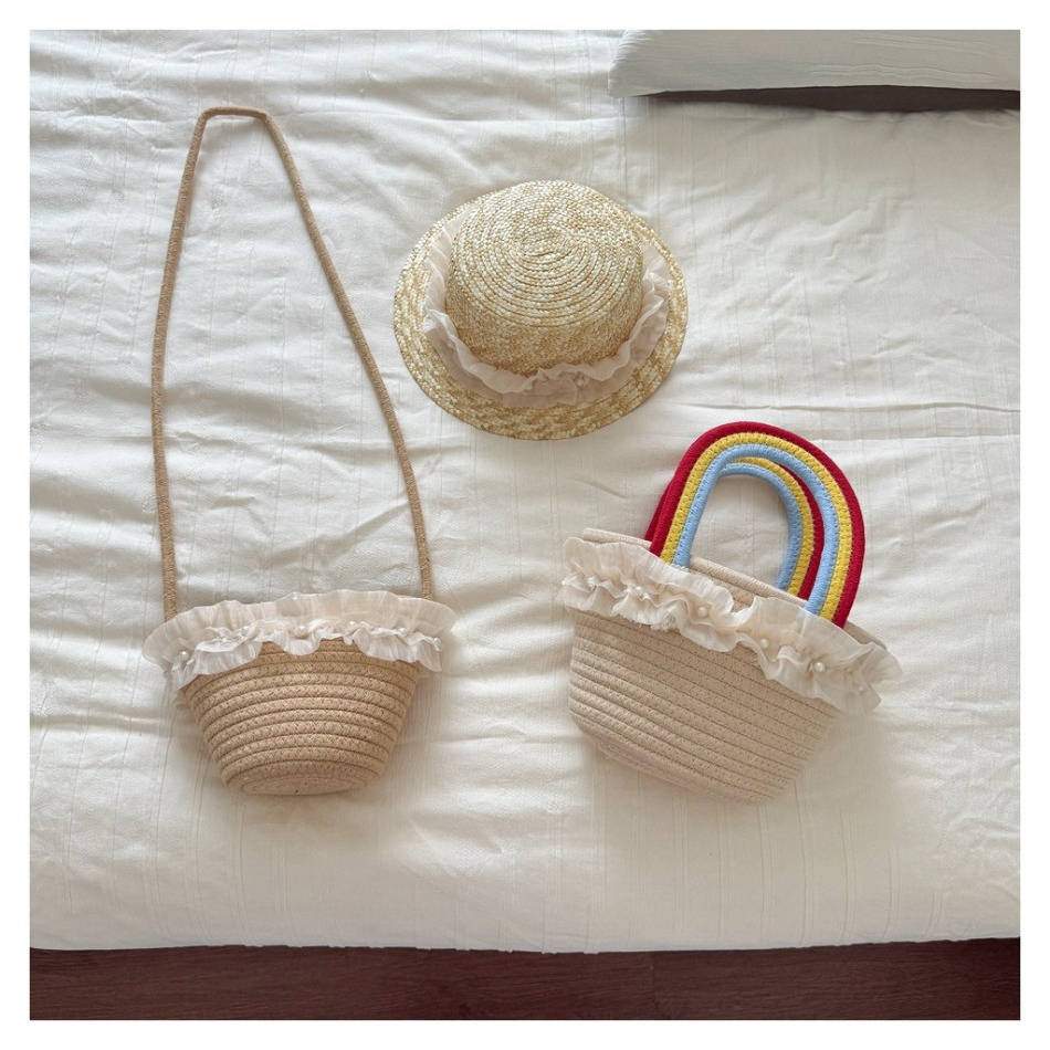 Kids Summer Straw Hat and Bag  - مراجعة Woven Straw Bag وسعره