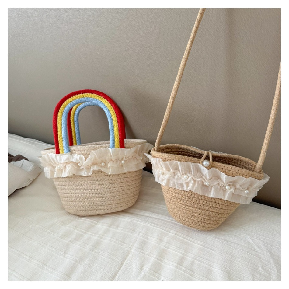 Kids Summer Straw Hat and Bag  - مراجعة Woven Straw Bag وسعره