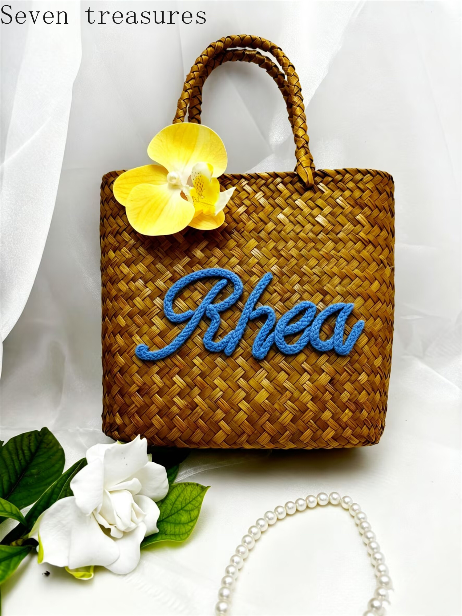 Bridesmaid name custom woven b - مراجعة Woven Straw Bag وسعره