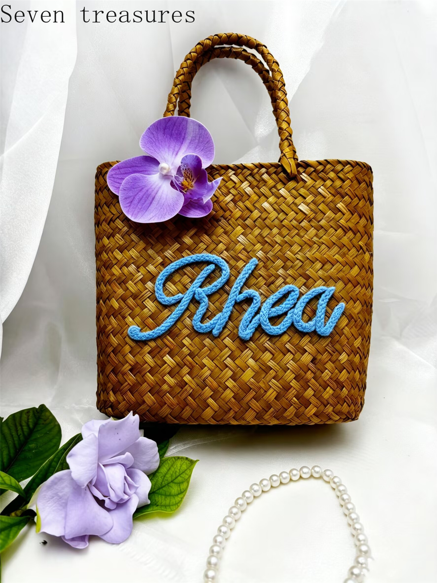 Bridesmaid name custom woven b - مراجعة Woven Straw Bag وسعره