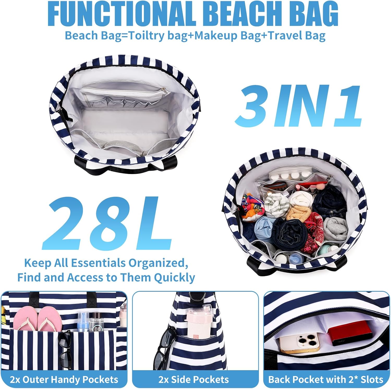 Large Waterproof Beach Bag wit - مراجعة Women Bags Large وسعره