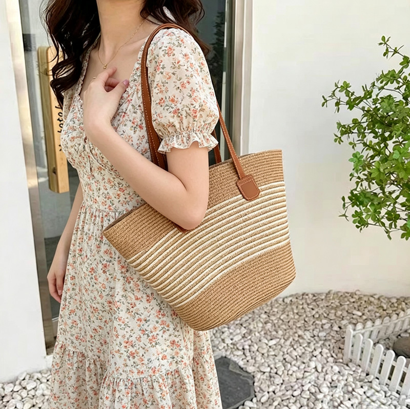CLAREGQI  Women's Striped Stra - مراجعة Woven Straw Bag وسعره