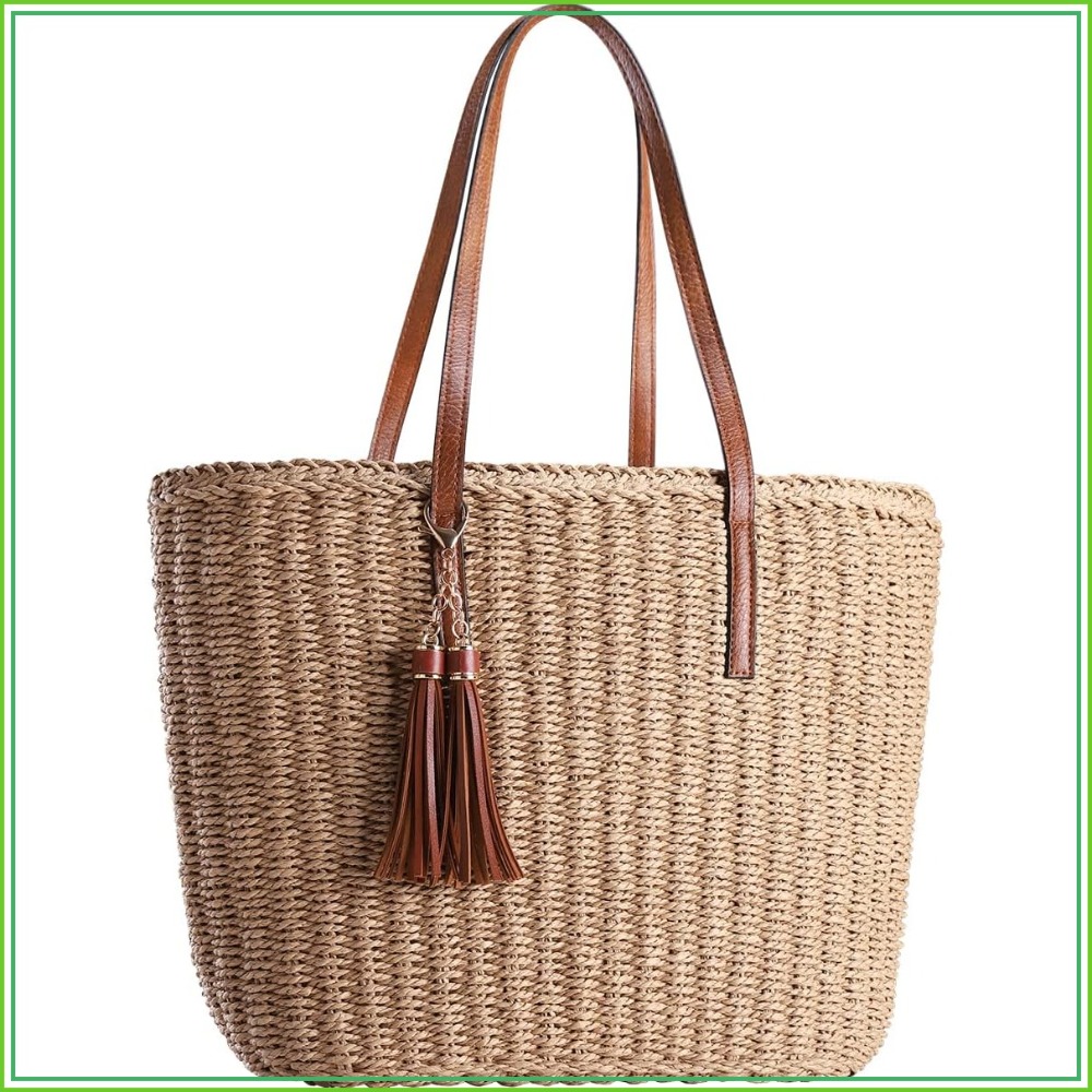 M Size Travel Straw Tote Bag W - مراجعة Woven Straw Bag وسعره