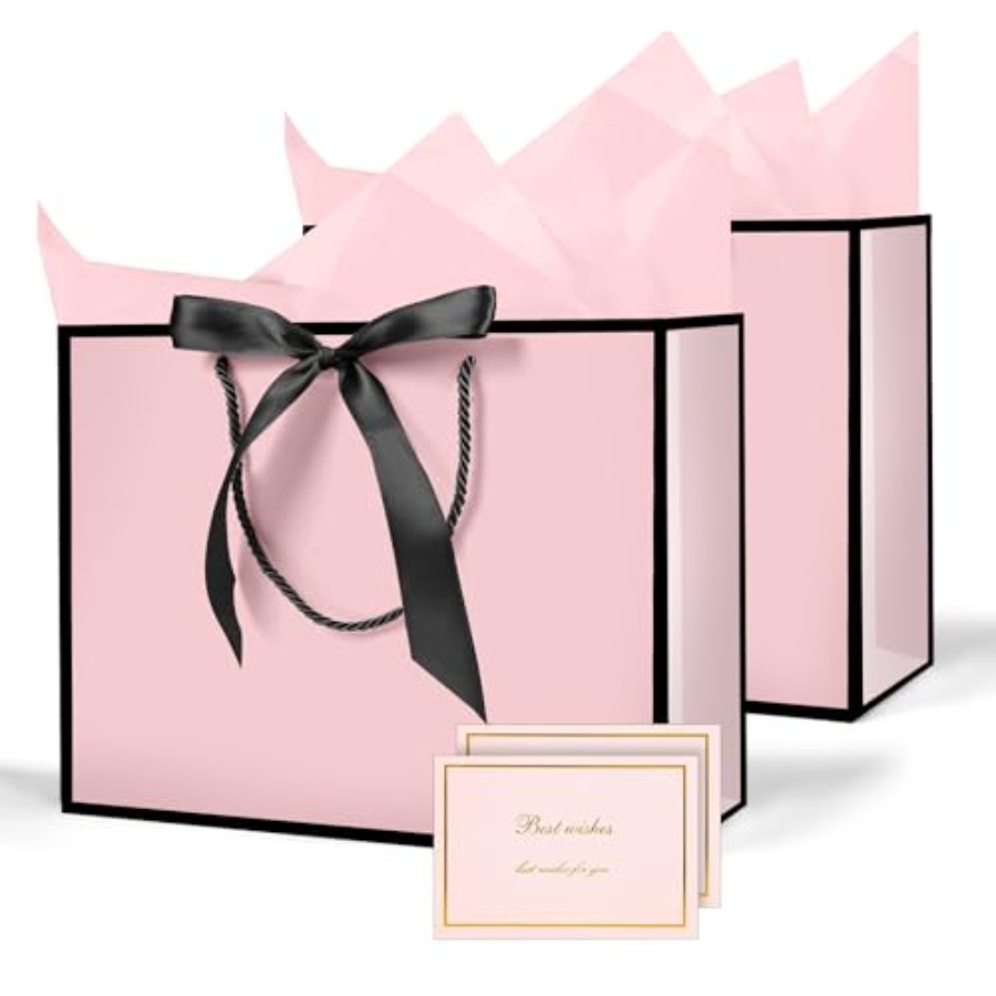2PCS Medium Gift Bags, Paper G - مراجعة Women Bags For Eid وسعره