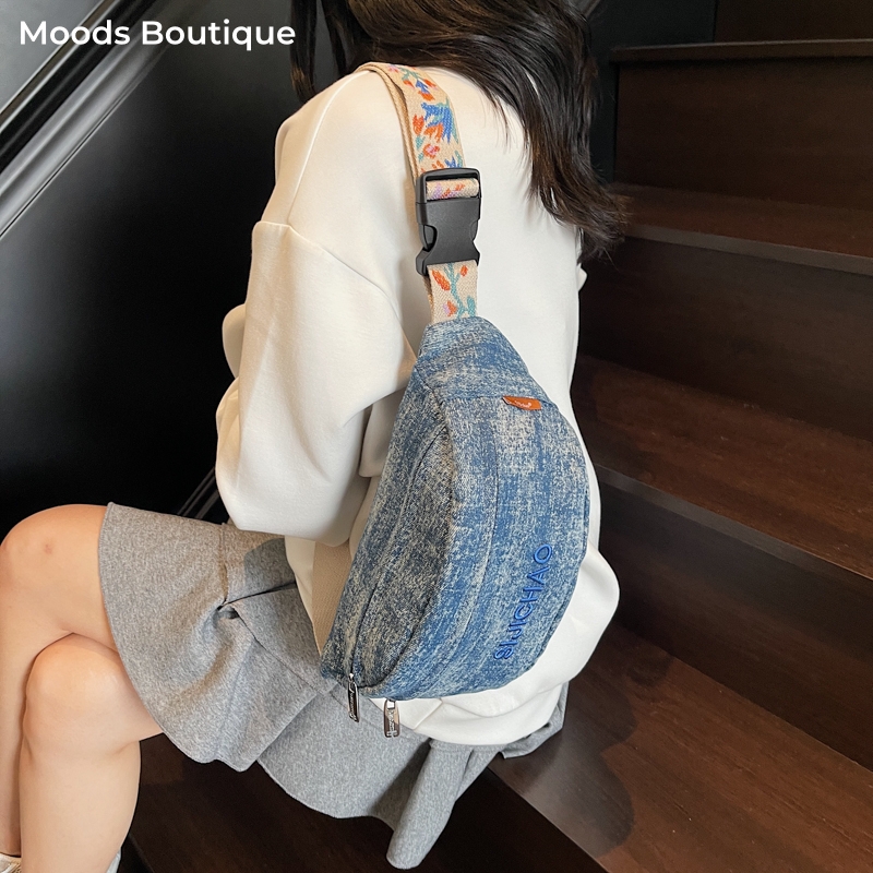 Denim Blue Chest Bags For Wome - مراجعة Women Bags Trend 2025 وسعره